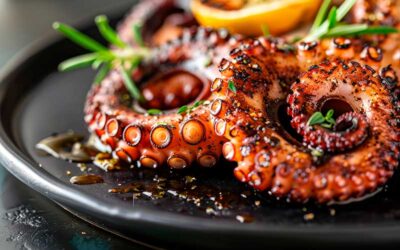 Pulpo a la brasa con parmentier de patata y chips de boniato: el plato perfecto para impresionar en la mesa de Blay beach