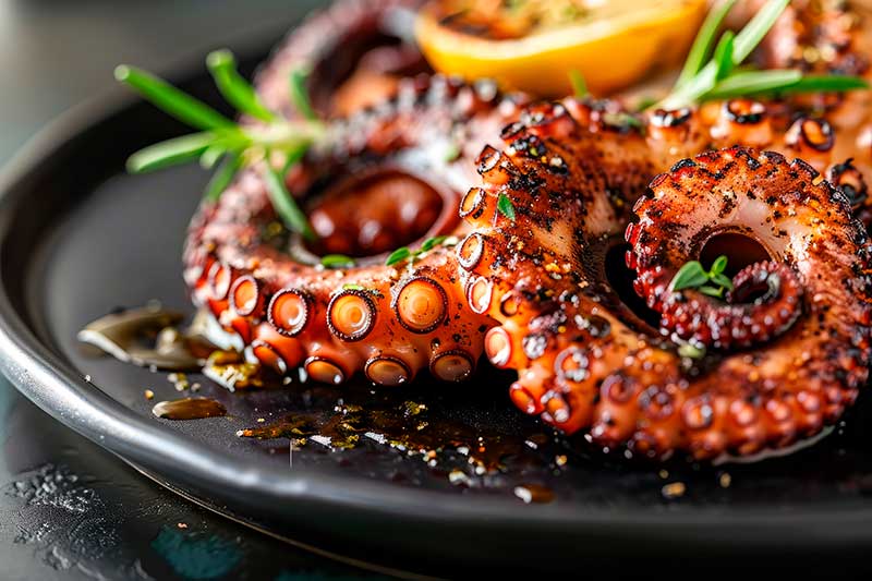 Pulpo a la brasa con parmentier de patata y chips de boniato: el plato perfecto para impresionar en la mesa de Blay beach